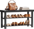 SMIBUY Bamboo Shoe Rack Bench, 3-Tier Shoe Organizer Storage Shelf for Entryway Hallway Bathroom Living Room (Black) by SMIBUY