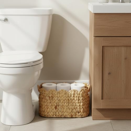 Coeusy Toilet Paper Basket, Scalloped Wicker Basket for Bathroom Organizer - Image 2