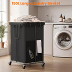 2 Pack Laundry Hamper with Wheels, 150L Rolling Laundry Basket Bag Handles - Image 2