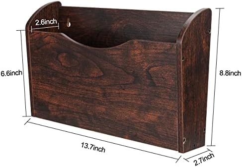 PAG-Mass Wall File Holder Wall Mounted Wood Hanging File Organizer for Office, 2 Pockets, Brown - Image 3