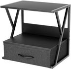 aboxoo Printer Stand for Desk with Storage Drawer, 2 Tier Desktop Or Under Desk Shelf, Multi-Purpose Desks Organizer for Home Office, fit Fax Machine/3D Printer/Scanner, Black by aboxoo