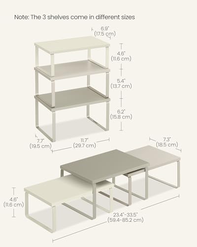 SONGMICS Cabinet Organizer Shelf, Set of 3 Spice Rack, Kitchen Storage - Image 5