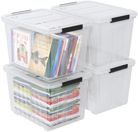 Farmoon 70 Quart Large Plastic Lidded Storage Container Bin, 4 Packs, Clear - Image 7
