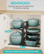 ORDORA Pots and Pans Organizer Under Cabinet 13.8", 6-Tier Adjustable Rack - Image 2