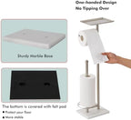 Toilet Paper Holder with Tray at The Top, Sturdy Marble Base No Wobby, Holding Extra 3 Toilet Paper Rolls As Spare Use, Freestanding No Drilling (Brushed Nickel) - Image 4