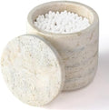 YMXYJM Marble Qtip Holder with Lid, Cotton Ball Bathroom Canister,Cream by YMXYJM