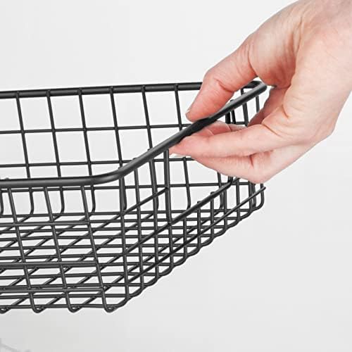 mDesign Wide Wire Storage Basket for Kitchen, Pantry, Cabinet - Pack of 2, Matte Black ? - Image 5