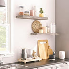 HOOBRO Floating Shelves for Wall, Wall Mounted Shelf Set of 2, 23.6" Hanging Shelf with Invisible Brackets, for Wall in Bathroom, Bedroom, Toilet, Kitchen, Living Room, Office, Greige BG60BJ01G1 - Image 6