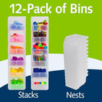 ReadySpace Extra-Small Stackable Plastic Storage Bins, 12-Pack, Clear - Image 3