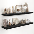 Fun Memories 48 Inch Floating Shelves in Black, 9.3 Inch Deep Wall Shelves for Bathroom, Living Room, Bedroom, Kitchen, Deep Long Shelf Wall Mounted 2 Pack Shelf for Books, Decor by FunMemories