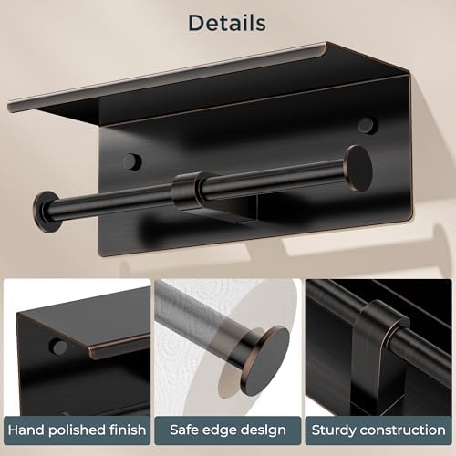 FORIOUS Toilet Paper Holder with Shelf, Commercial Toilet Paper Dispensers - Image 6