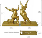 Sculptural Bookends Set of 2, Decorative Modern Bookends with Adjustable Phone & Tablet Holder, Artistic Resin Book Ends for Shelves, Durable Home & Office Decor – Metallic Gold - Image 5