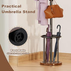 Coat Rack Freestanding, Coat Rack Stand with Umbrella Holder, Coat Tree, Coat Hanger Stand with 12 Hooks for Clothes Bag Hats, Hat Rack Hall Tree Coat Hanger Umbrella Stand for Entryway - Image 5