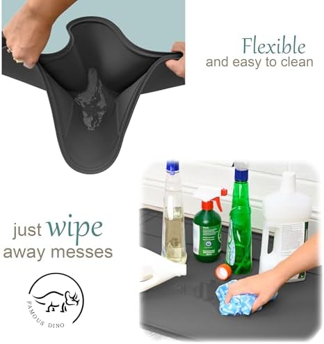 The Original Under Sink Mat - Silicone Waterproof mat, Trimmable, Easy to Clean, Kitchen cabinet liner, Under sink protector mats, Drip Tray with Lip (Dark Gray, 31" x 22") - Image 5