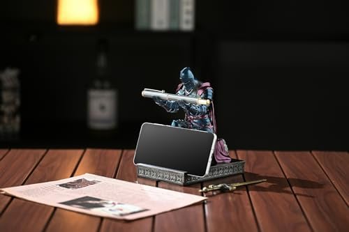 Medieval Armored Knight Pen Holder Figurine Paperweight Phone Stand Blu&Pur - Image 5