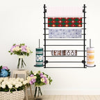 Ribbon Storage Organizer, Wall Mounted Ribbon Organizer, 12-Tier Metal Gift Wrapping Paper Rack, Spool Tie Scarf Hijab Belt Towel Hanger, for Home, Craft Room, Flower Shop, Black, 31.5in Wide - Image 3