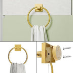 RUACQ Brushed Gold Toilet Paper Holder & Towel Ring, Bathroom Accessories - Image 5