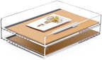 SANRUI 2 Tier Acrylic Stackable Paper Letter Tray, Vertical A4 File Desk Organizer and Accessories Sorter Tray, Clear Workspace Office Supplies Organizers, 12inx9.25inx3.42in by SANRUI