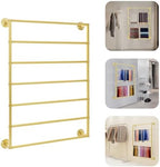 7 Tier Wall Mounted Tie Rack Scarf Display Stand, 50lbs Load Capacity Metal Ribbon Organizer, Towel Holder Display for Home, Bathroom, Florist, Gift Stores (Gold) - Image 6