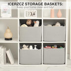 ICERZCZ Storage Baskets for Organizing & Shelves, Woven Cotton Rope Organization Bins for Dog Toys, Clothes, Books, Nursery Organizer, 15"Lx11"Wx9.5"H, (4 Packs) Grey - Image 6