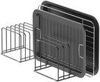KORRTFID Kitchen Cabinet Organizer, Steel Cookware Holder, Divided Holder with 5 Slots for Skillets Baking Tray and Chopping Board Rack - Baking Pan Holder Storage (2 PCS) by KORRTFID