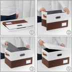 PRANDOM Foldable Storage Bins with Lids [3-Pack] Fabric Collapsible Storage Boxes Baskets Cubes Containers with Handles for Closet Living Room Bedroom (Brown & White 14.9x9.8x9.8'') - Image 6