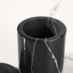 Black Marble Canister with Lid, Round Qtip Container, 3 diam x 3.5 ht Inch Sturdy Storage Jar, Bathroom Essentials Marble Canister for Cotton Balls, jewelry, Bath Salt - Image 4