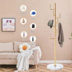 ZOZOE Metal Modern Coat Racks, Cactus Coat Rack Freestanding with Natural Marble Base, Golden Coat Rack Stand with 8 Hooks, Coat Tree Hanger Stand for Bags, Hats, Entryway, Office - Image 5