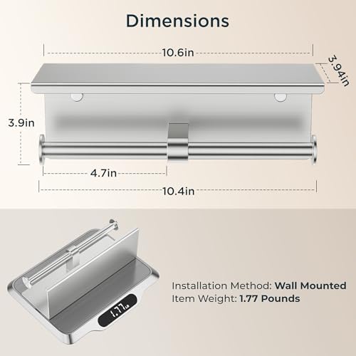 FORIOUS Toilet Paper Holder with Shelf, Commercial Toilet Paper Dispensers - Image 4
