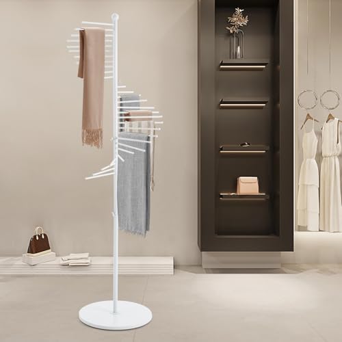 Spiral Freestanding Scarf Display Rack, Iron White Retail Tie Rack Belt Display, Scarf Holder Scarf Hanger for Clothing Store Bedroom Business - Image 3
