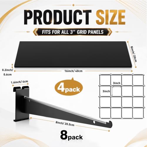 4 Pack Gridwall Acrylic Shelf with Metal Brackets,16 x 8 Inches - Image 2