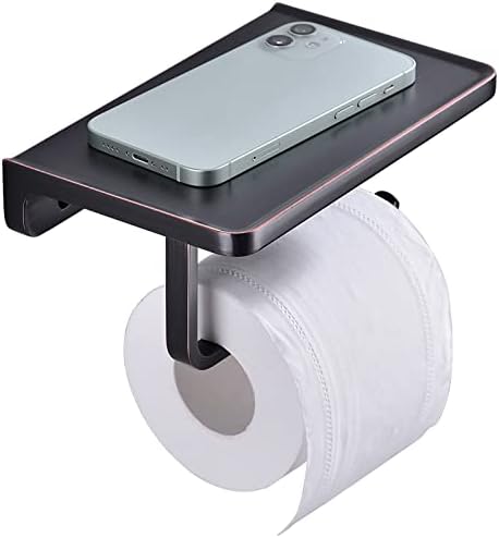 Oil Rubbed Bronze Toilet Paper Holder with Shelf by DIKUROOMS