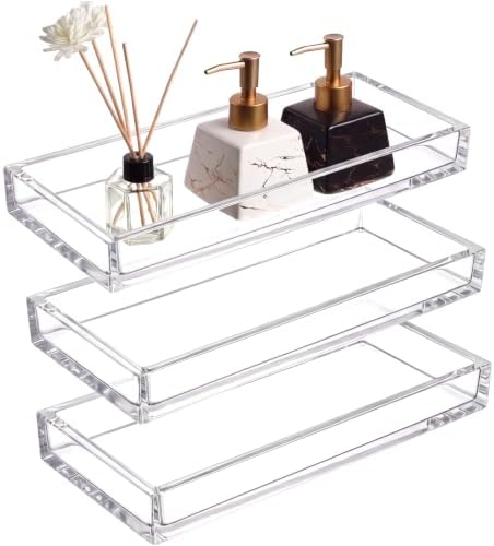 Maitys 3 Pcs Acrylic Vanity Tray Bathroom Tray, 11.8 x 5 Inch by Maitys