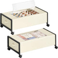 Hoctieon 70L Under Bed Storage with Wheels, 2-Pack Rolling Containers with Clear Lids, Underbed Organizer for Clothes, Shoes, Blankets, Ideal for Bedroom and Dorm Room Use(30" L x 16.5" W x 10.2" H) by Hoctieon