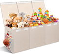 Extra Large Toy Box with Lids, Collapsible Storage Bin, 38"x16"x14",Beige by Rocamdo
