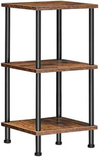 HOOBRO 3-Tier Corner Shelf Stand, Corner Square Rack Display Shelf, Tall Storage Plant Stand, Bookcase for Small Spaces, Living Room, Home Office, Kitchen, Rustic Brown and Black BF153CJ01 by HOOBRO