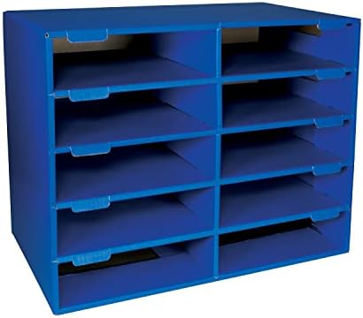 Classroom Keepers Sturdy Cardboard Mailbox, 10-Slot, Blue, 16-5/8"H x 21" W x 12-7/8"D, 1 Unit by Displays2go