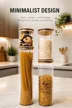 Airtight Food Storage Containers 4 piece Set, BPA-Free Kitchen Canisters with Bamboo Lids & Silicone Seal, Stackable Kitchen Organization. - Image 3