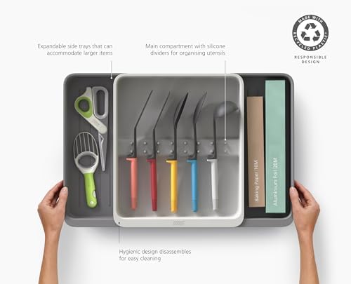 Joseph Joseph DrawerStore Expanding Utensil and Gadget Organizer, Expandable Tray for Kitchen Drawer, Recycled Plastic - Image 5