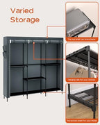 CASAMAYA Clothes Rack, Portable Closet, 81.5 Inch Large Capacity Wardrobe Closet, Clothes Storage Organizer with Shelves and 5 Hanging Rods, Easy to Assembly, Grey PCT136G01 - Image 6