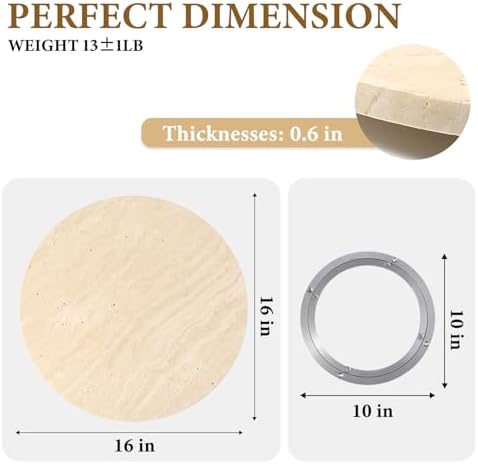 Koville 16'' Beige Marble Lazy Susan Travertine Turntable for Kitchen Dinning, Marble Lazy Susans Organizer for Cabinet, Serving Rotation Spinning Tabletop Organizer Swiveling, Spice Rack Storage - Image 2
