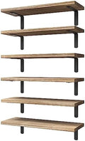 WOPITUES Floating Shelves Set of 6 for Wall Decor & Storage, Rustic Brown by WOPITUESOfficial