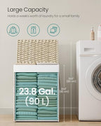 SONGMICS Laundry Hamper with Lid, 23.8 Gal (90 L) Synthetic Rattan,Foldable - Image 5