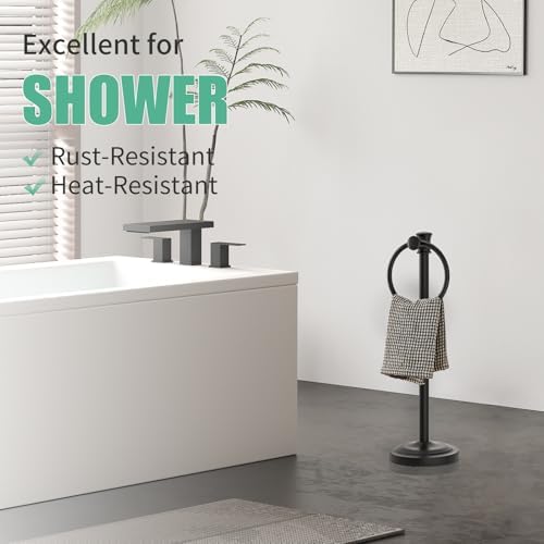 Hoimpro Hand Towel Holder Stand Free Standing Towel Bar Matte Black - Image 4