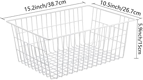 15.2" Metal Wire Baskets for Organizing 6 Pack, Household Pantry Storage Freezer Organizer Bins with Handles, Freezer Baskets for Upright Freezer, Refrigerators, Kitchen Cabinets, White - Image 7
