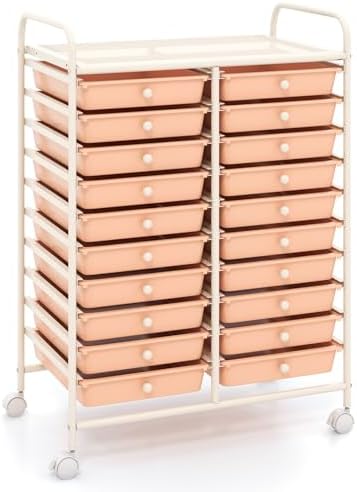 COSTWAY 20-Drawer Rolling Storage Cart, Utility Storage Organizer Cart by COSTWAY