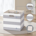 11 x 11 x 11 Inch Linen Stripe Storage Cubes for Home Organizing, Pack of 4 - Image 3