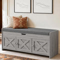 Amada 39.4" Shoe Storage Bench, Entryway Bench with Cushioned Seat, Gray by AMADAHOMEFURNISHING