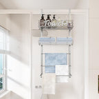 SWTYMIKI Over the Door Towel Racks for Bathroom - 5-Tier Wall Mounted Bathroom Towel Storage Organizer Holder with Metal Shelf, Sliver - Image 4