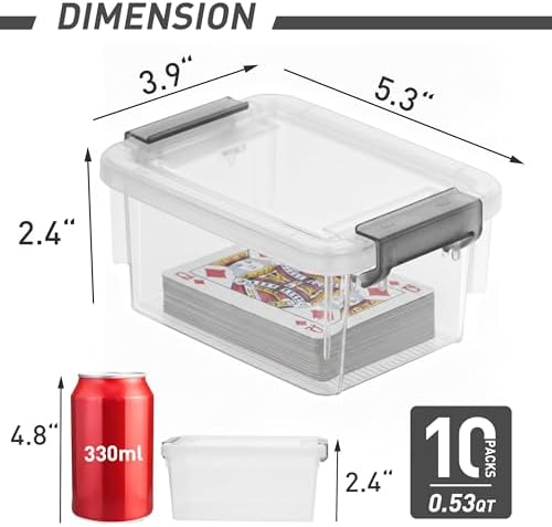Citylife 0.53 QT 10 Packs Small Storage Bins Plastic Storage Container Stackable Box with Lids for Organizing, Clear White - Image 2